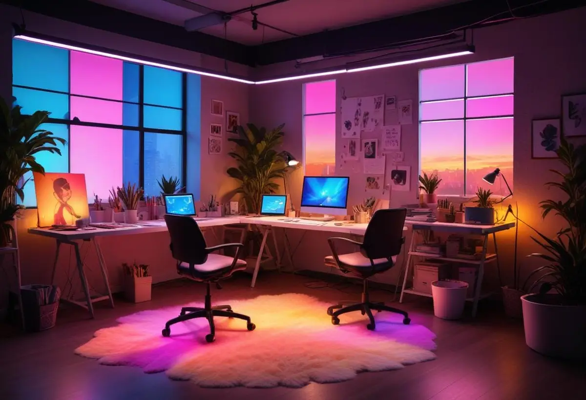 Hela sällskapet lyser upp med led ljus! illustration